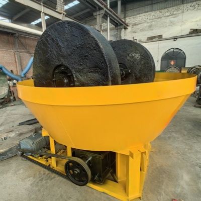 Double Rollers Wet Pan Mill 1100 1200 Model Gold Powder Making Machine With 400 500 Kg Per Hour Output Size 150 Mesh