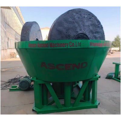Gold Silver Ore Grinding Machine Three Rollers Water Wet Pan Mill 1200 Model 1 Tph Capacity Output Size 80-150 Meshes