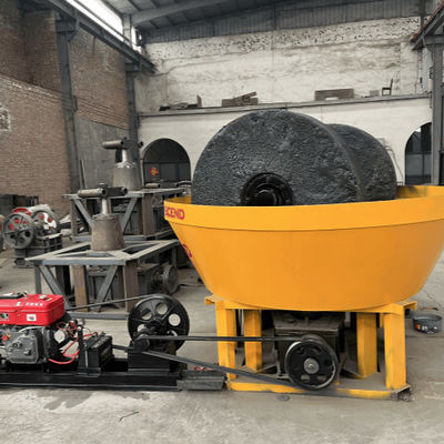 Double Rollers Wet Pan Mill 1100 1200 Model Gold Powder Making Machine With 400 500 Kg Per Hour Output Size 150 Mesh